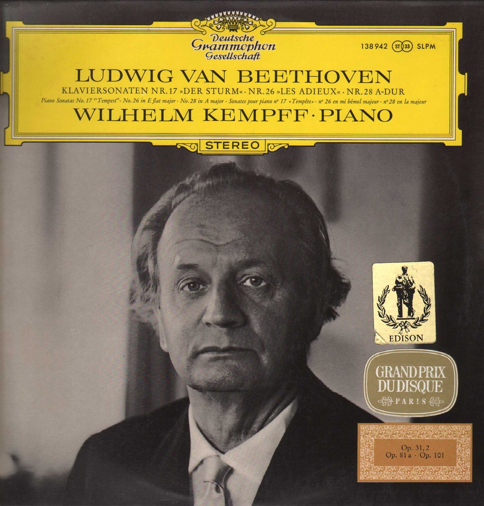 Klaviersonaten Der Sturm / Les Adieux / Nr. 28 A-dur, Op. 101 Lp 33 Giri Beethoven, Kempff