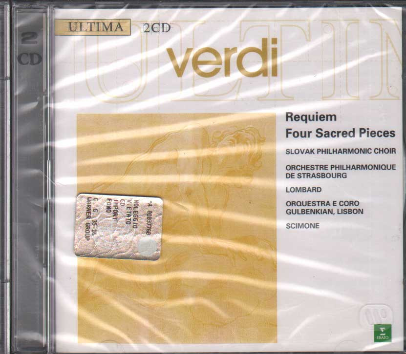 Requiem / Four Sacred Pieces 2 CD Jewel Box Verdi, Lombard, Scimone