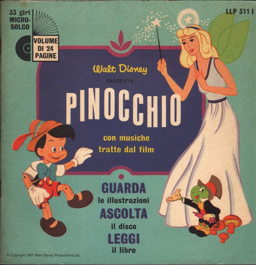 Pinocchio, Con Musiche Tratte Dal Film Vinile 45 giri 7" Walt Disney