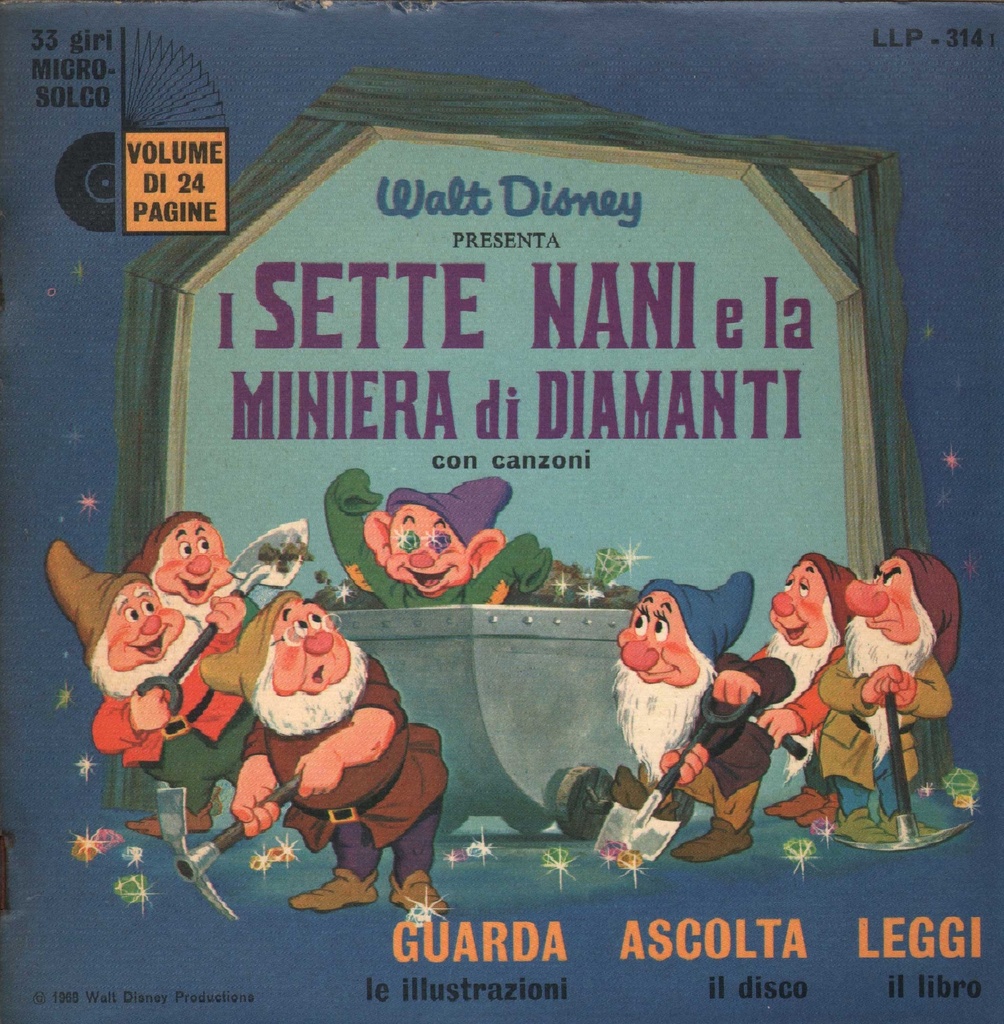La Storia Di I Sette Nani E La Miniera Di Diamanti, Con Canzoni Vinile 45 giri 7" Walt Disney