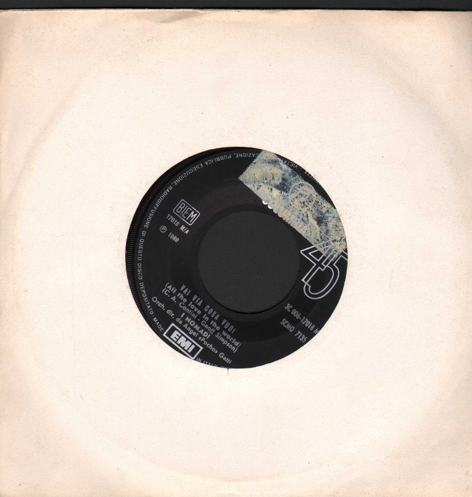 Vai Via Cosa Vuoi / L'Auto Corre Lontano Ma Io Corro Da Te Vinile 45 giri 7" Nomadi