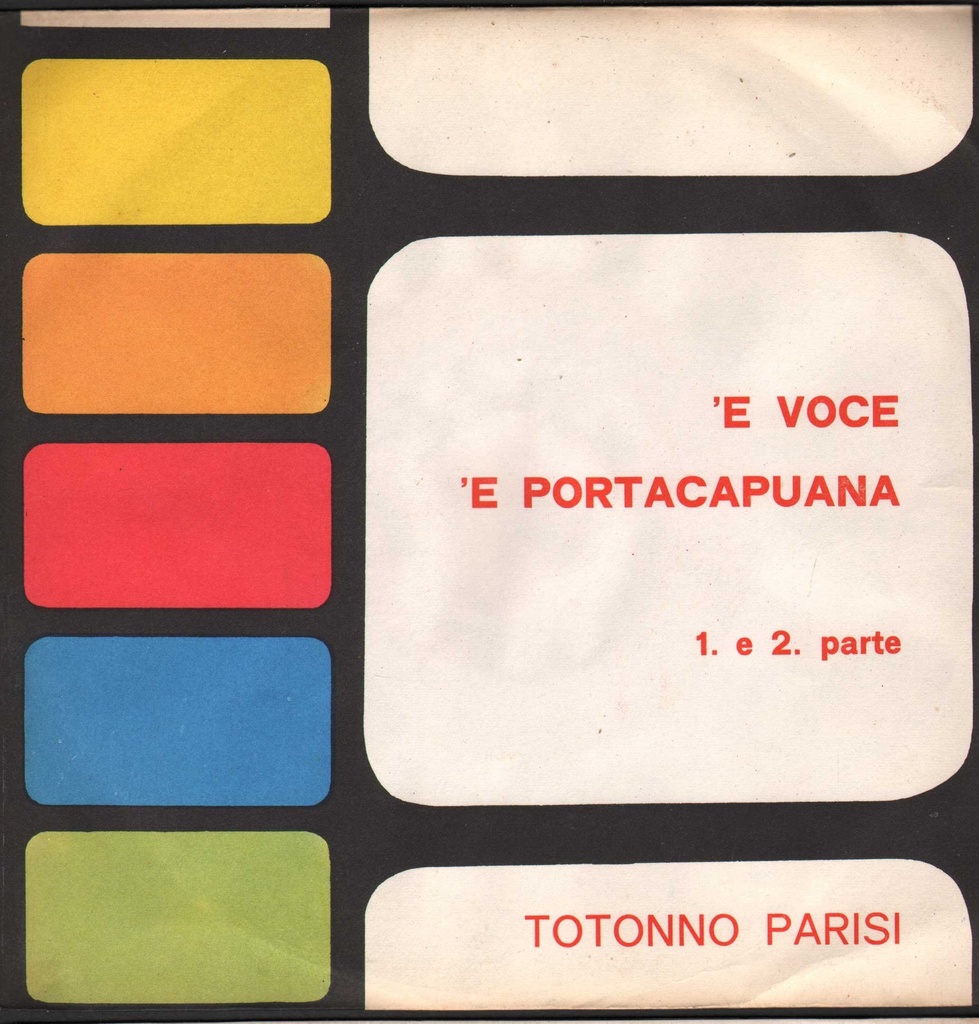 A Voce 'E Portacapuana 1.a, E 2.a Parte Vinile 45 giri 7" Totonno Parisi, Compl. De Dios