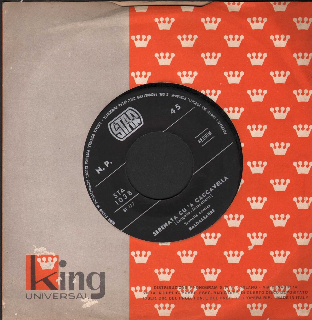 Sereneta Cu A Caccavella / O Vedovo Vinile 45 giri 7" Baldassarre