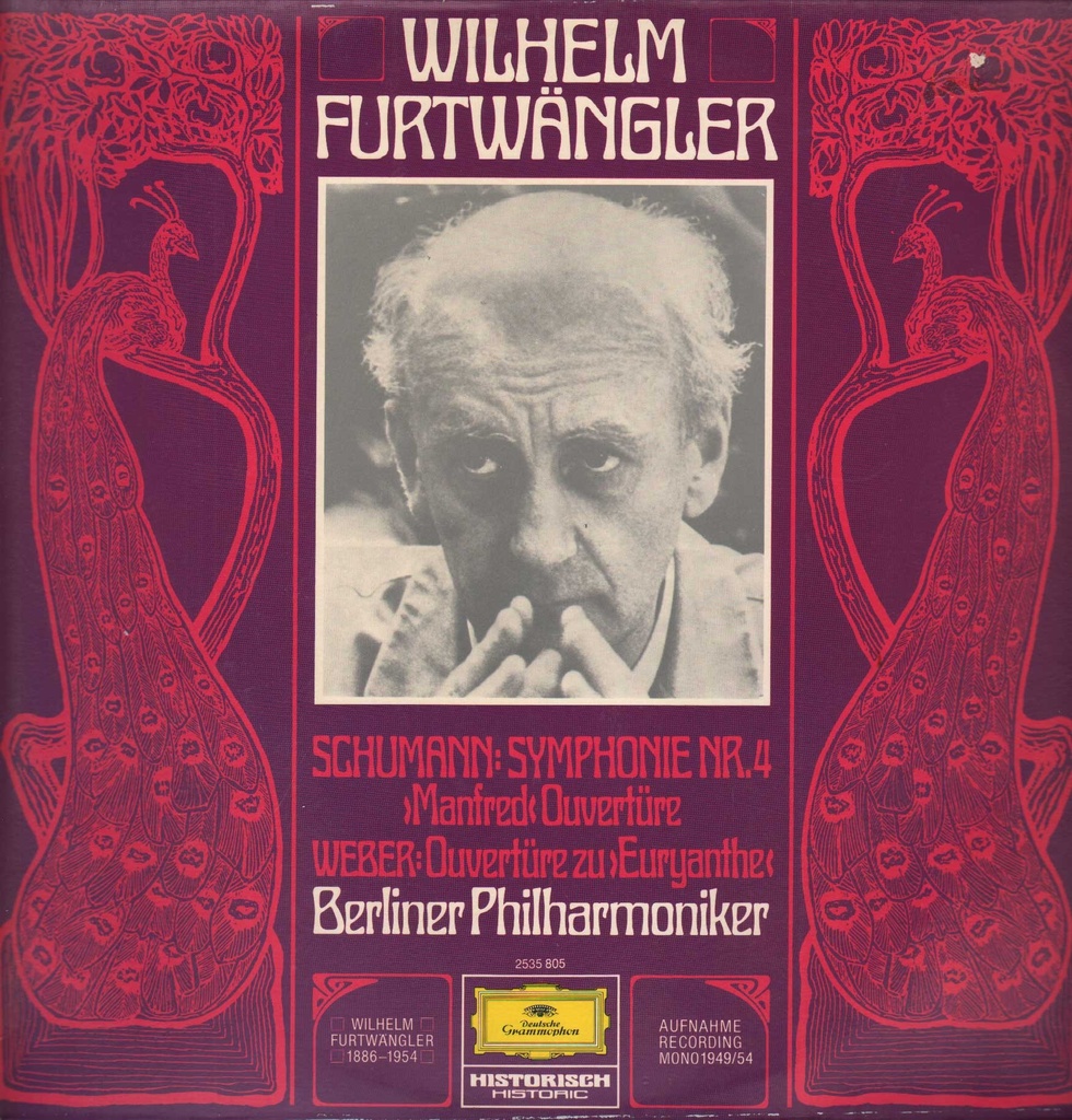 Symphonie Nr. 4 · ›Manfred‹ Ouvertüre / Ouverture Zu ›Euryanthe‹ Lp 33 Giri Schumann, Weber, Furtwangler