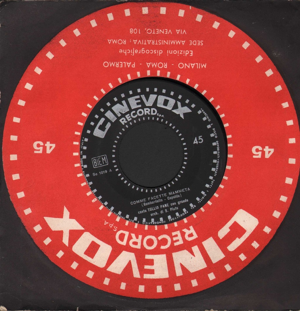 Torna / Comme Facette Mammeta Vinile 45 giri 7" Tullio Pane