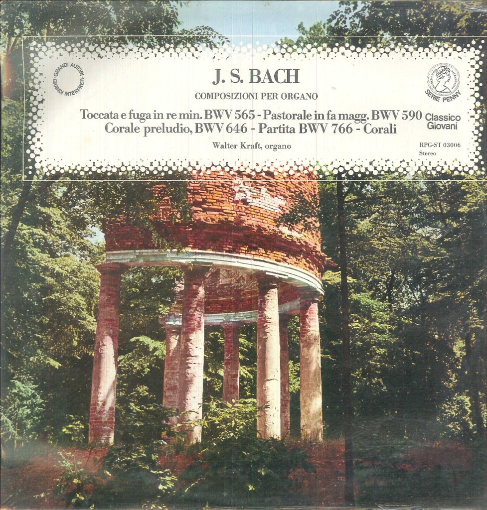Composizioni Per Organo Lp 33 Giri Bach, Kraft