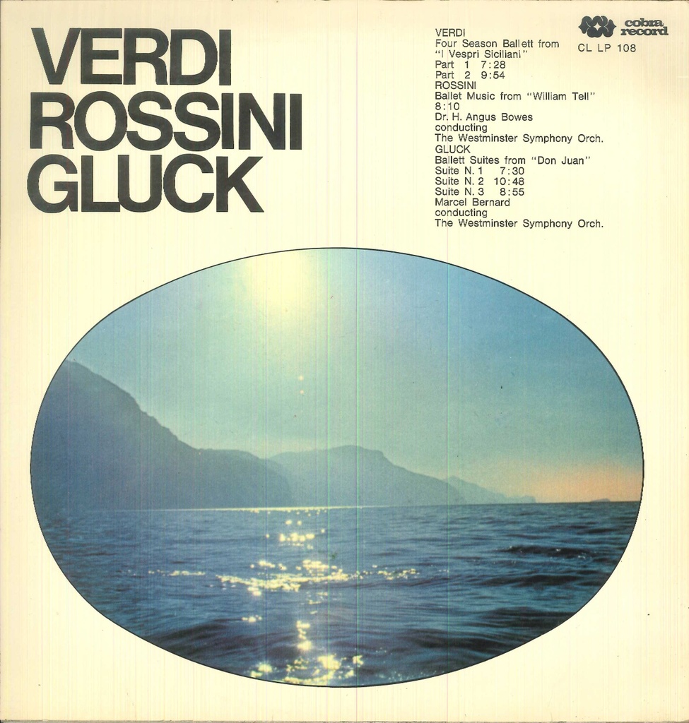 Verdi, Rossini, Gluck Lp 33 Giri Westminster Symphony Orchestra