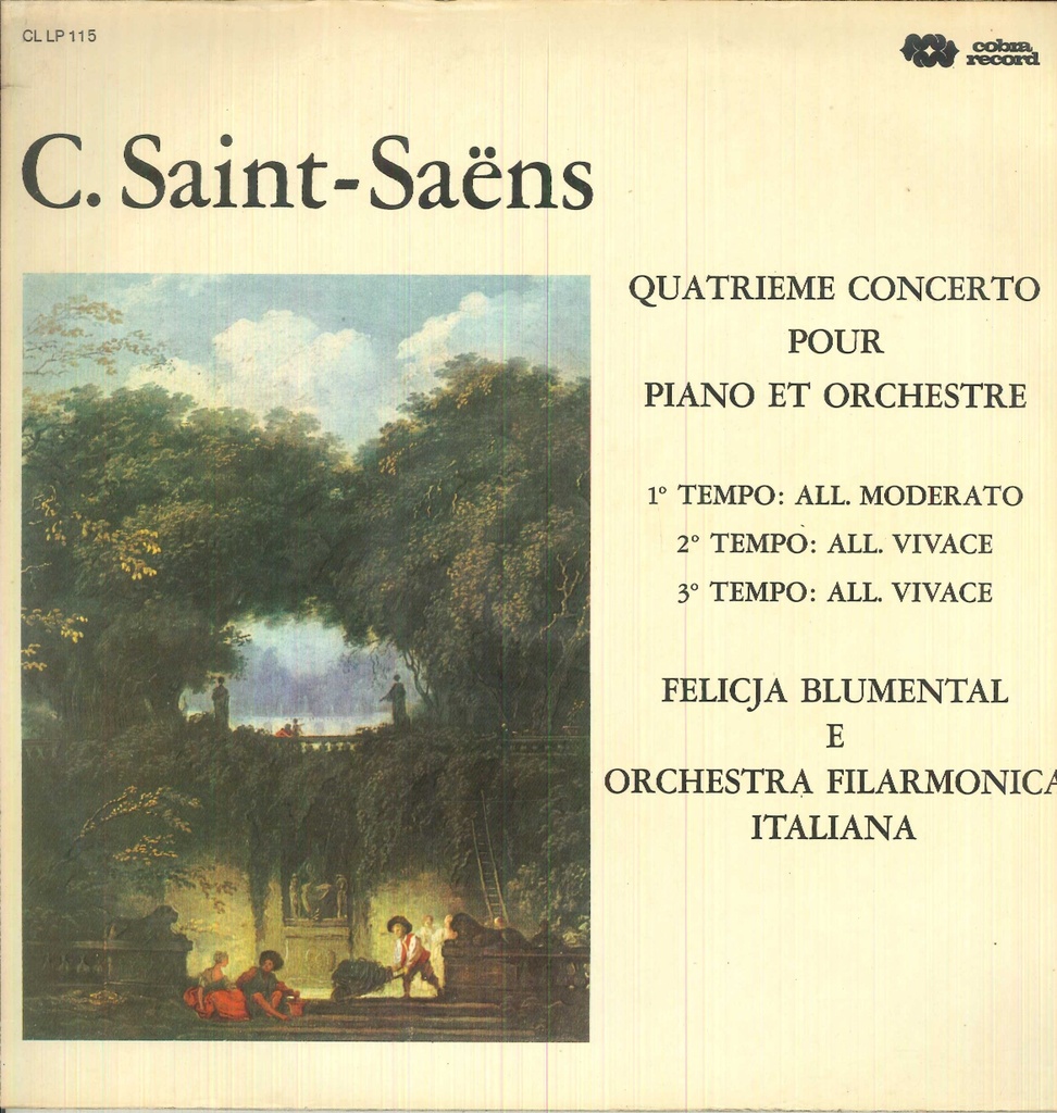 Quatrieme Concerto Pour Piano Et Orchestra Lp 33 Giri Blumental, Saint-Saëns