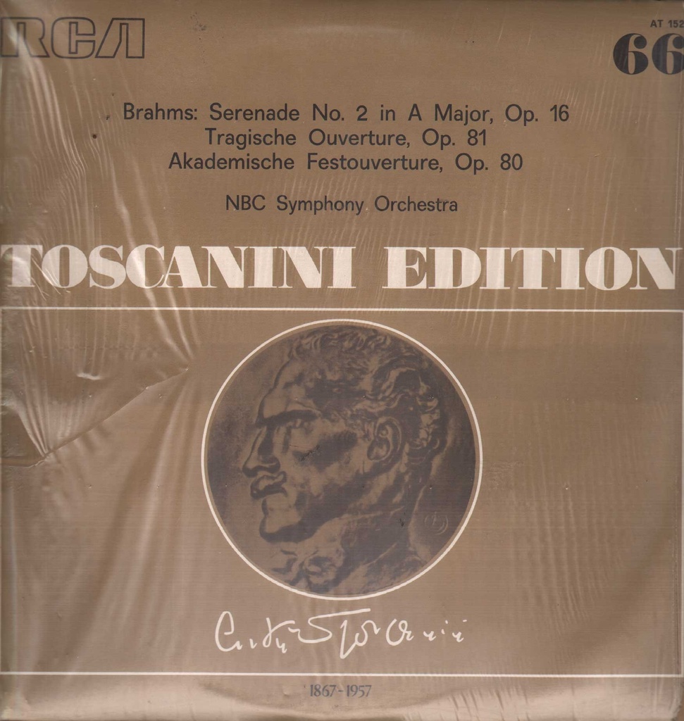 Serenade N. 2, Tragische Ouverture, Akademische Festouverture Lp 33 Giri Brahms, Toscanini