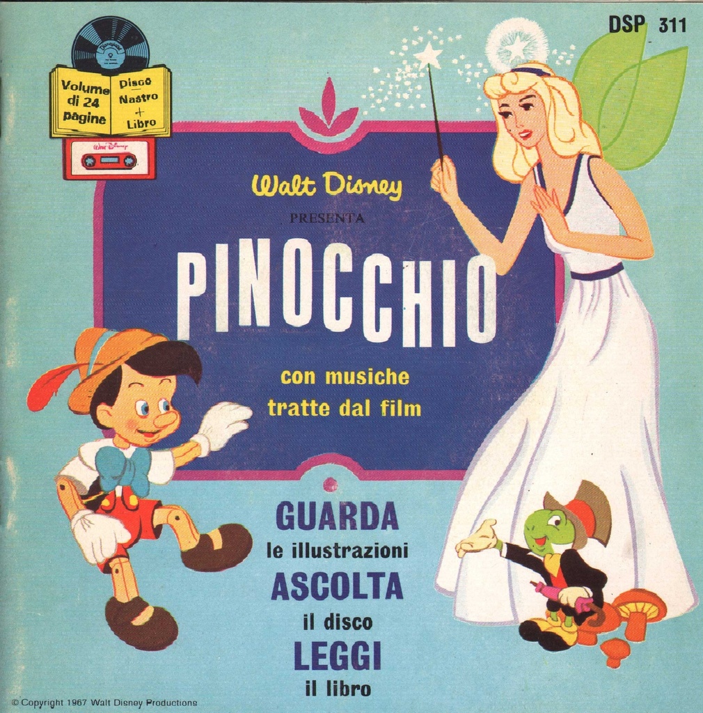 [DSP311] Pinocchio, Con Musiche Tratte Dal Film Vinile 45 giri 7" Walt Disney
