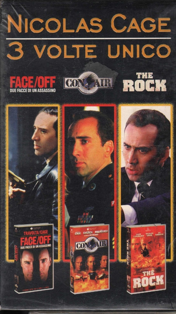 [8007038800062] 3 Volte Unico: Cofanetto VHS Nicolas Cage Univideo - 8007038800062 Sigillato
